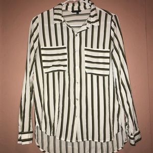 Button down high low shirt.